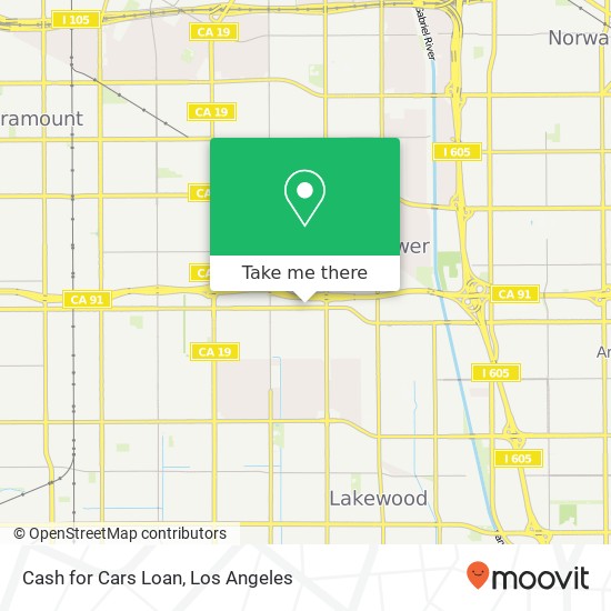 Mapa de Cash for Cars Loan