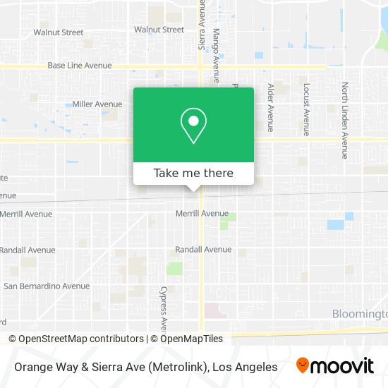 Orange Way & Sierra Ave (Metrolink) map