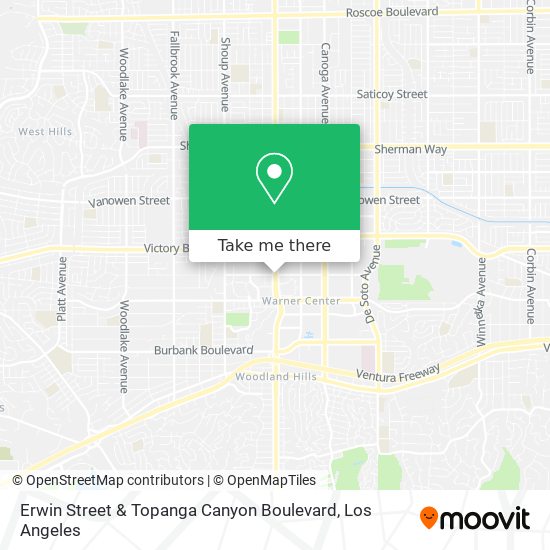 Erwin Street & Topanga Canyon Boulevard map