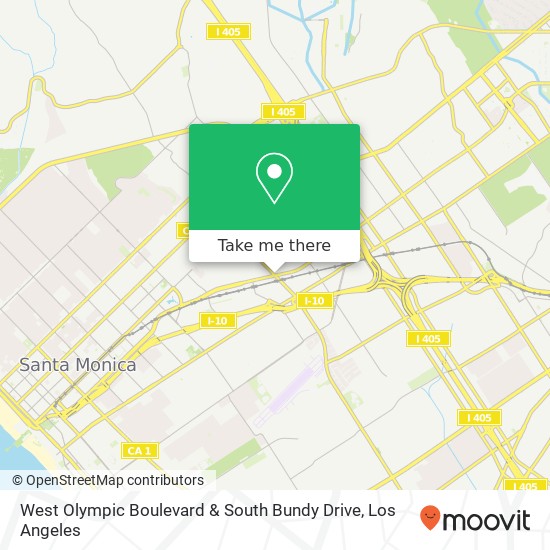 West Olympic Boulevard & South Bundy Drive map