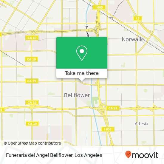 Mapa de Funeraria del Angel Bellflower