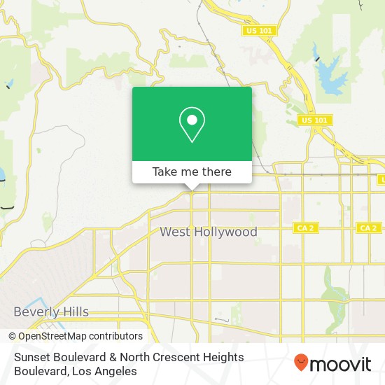 Sunset Boulevard & North Crescent Heights Boulevard map