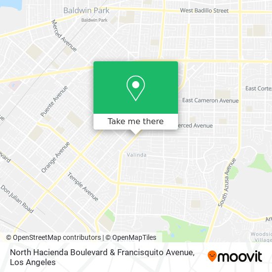 North Hacienda Boulevard & Francisquito Avenue map