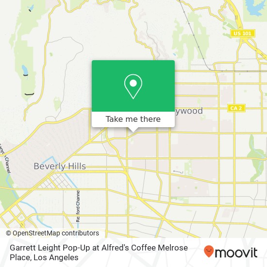 Garrett Leight Pop-Up at Alfred's Coffee Melrose Place map