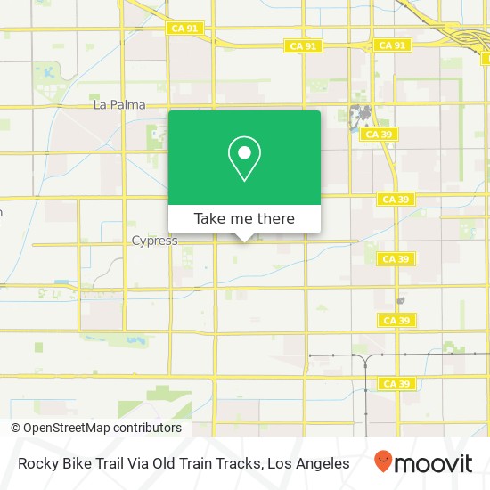 Mapa de Rocky Bike Trail Via Old Train Tracks