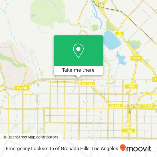 Emergency Locksmith of Granada Hills map