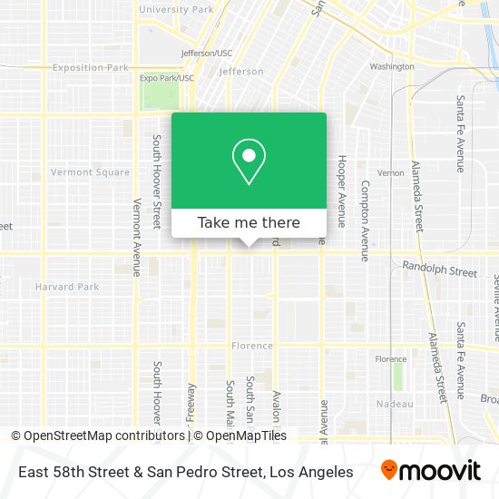 East 58th Street & San Pedro Street map