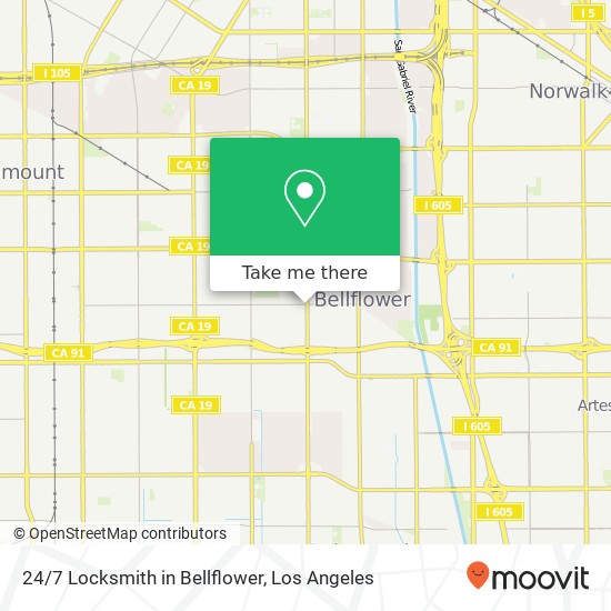 Mapa de 24/7 Locksmith in Bellflower