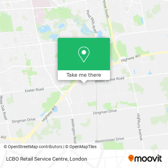 LCBO Retail Service Centre map