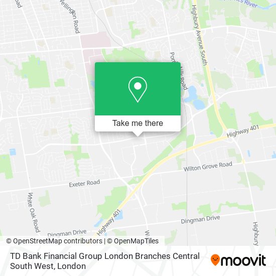 TD Bank Financial Group London Branches Central South West map