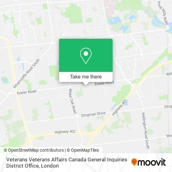 Veterans Veterans Affairs Canada General Inquiries District Office map