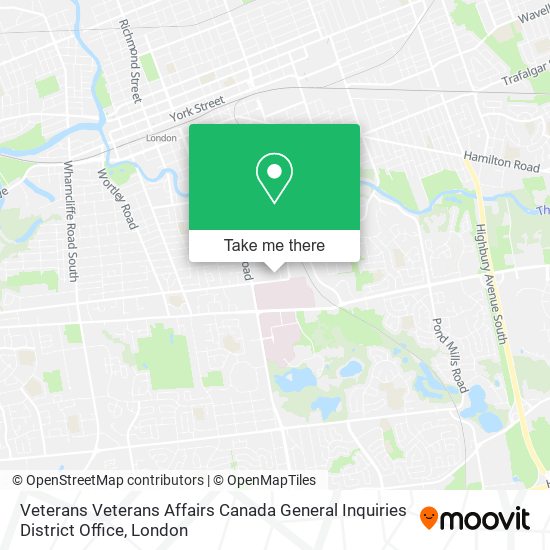 Veterans Veterans Affairs Canada General Inquiries District Office map