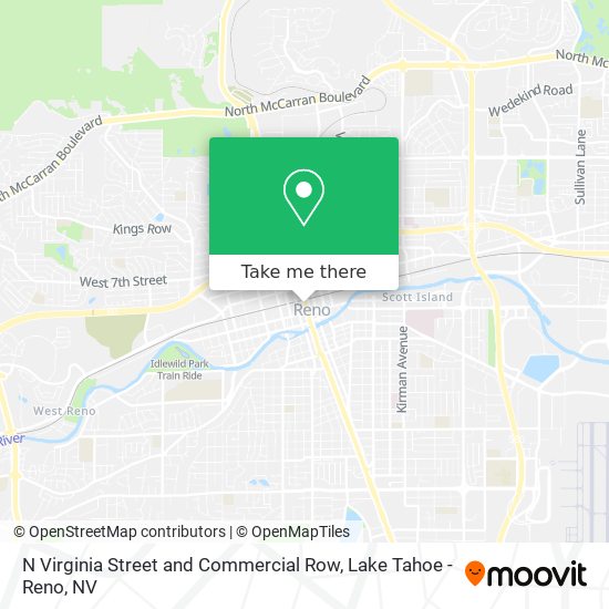 N Virginia Street and Commercial Row map