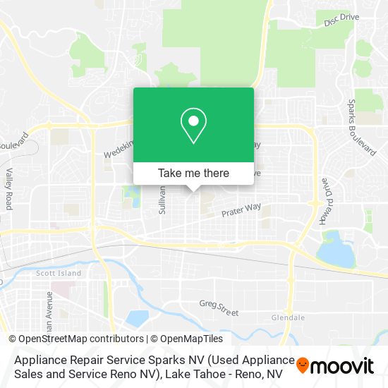Appliance Repair Service Sparks NV (Used Appliance Sales and Service Reno NV) map