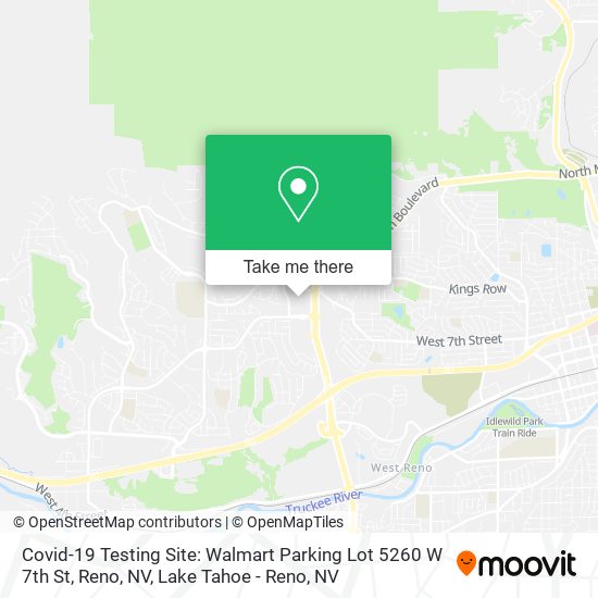 Covid-19 Testing Site: Walmart Parking Lot 5260 W 7th St, Reno, NV map