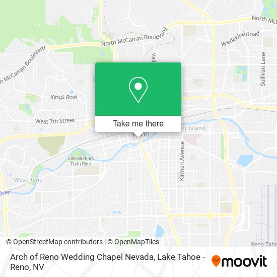 Arch of Reno Wedding Chapel Nevada map