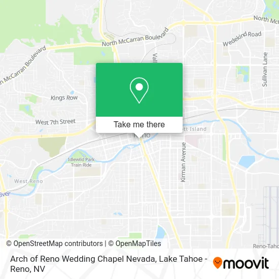 Arch of Reno Wedding Chapel Nevada map