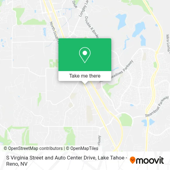 S Virginia Street and Auto Center Drive map