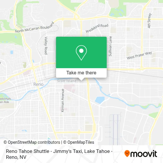 Reno Tahoe Shuttle - Jimmy's Taxi map