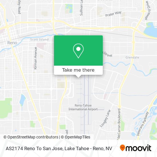 AS2174 Reno To San Jose map