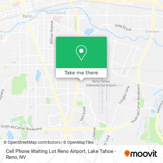 Cell Phone Waiting Lot Reno Airport map