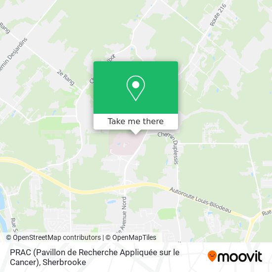 PRAC (Pavillon de Recherche Appliquée sur le Cancer) map
