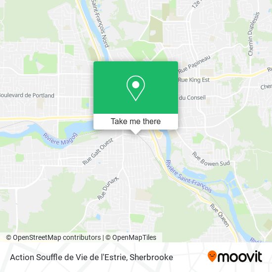 Action Souffle de Vie de l'Estrie map