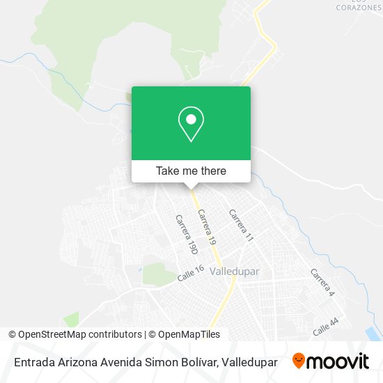 Entrada Arizona Avenida Simon Bolívar map