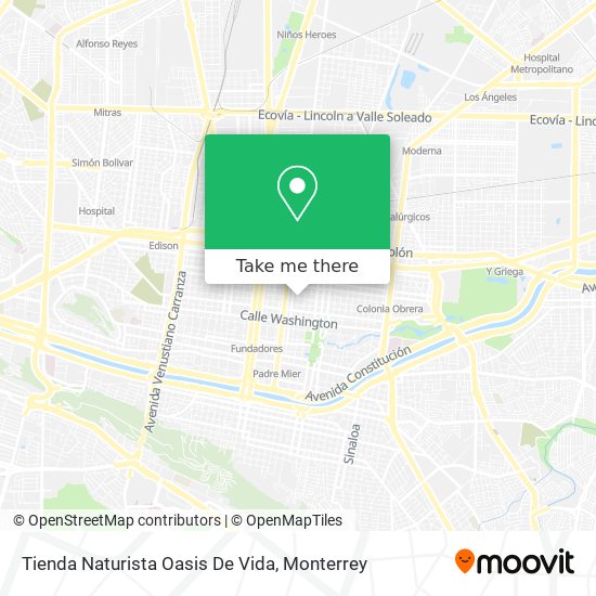 Mapa de Tienda Naturista Oasis De Vida
