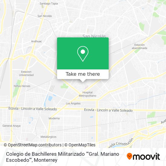 Mapa de Colegio de Bachilleres Militarizado ""Gral. Mariano Escobedo""