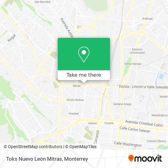 Mapa de Toks Nuevo León Mitras