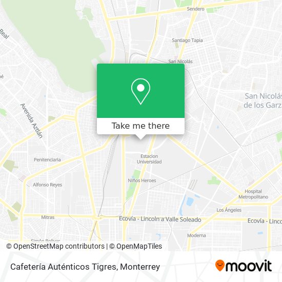 Mapa de Cafetería Auténticos Tigres