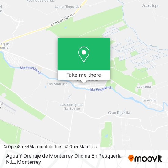 Agua Y Drenaje de Monterrey Oficina En Pesquería, N.L. map