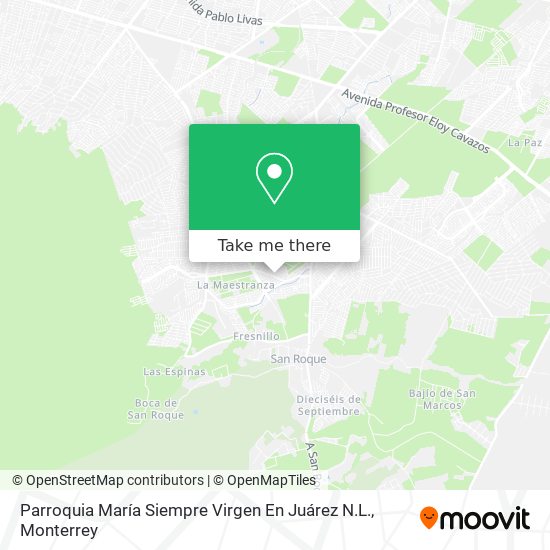 Mapa de Parroquia María Siempre Virgen En Juárez N.L.