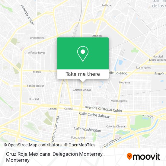 Cruz Roja Mexicana, Delegacion Monterrey. map