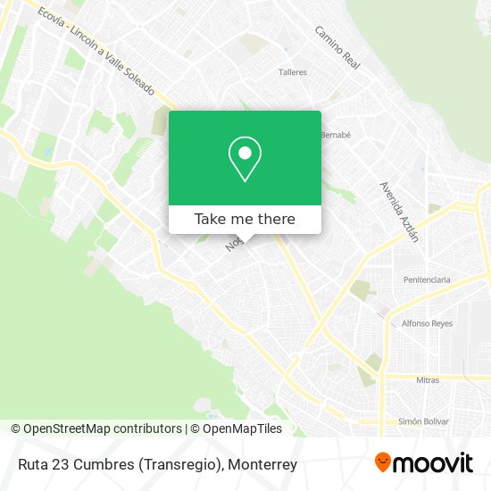 Ruta 23 Cumbres (Transregio) map