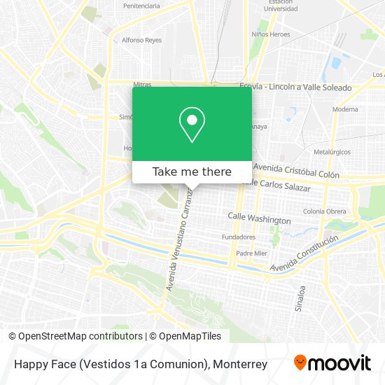 How to get to Happy Face (Vestidos 1a Comunion) in Monterrey by Bus or  Metrorrey?
