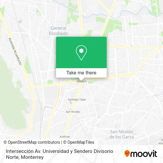 Mapa de Intersección Av. Universidad y Sendero Divisorio Norte