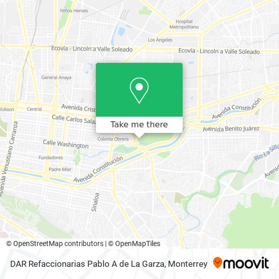Mapa de DAR Refaccionarias Pablo A de La Garza