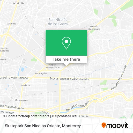 Skatepark San Nicolás Oriente map