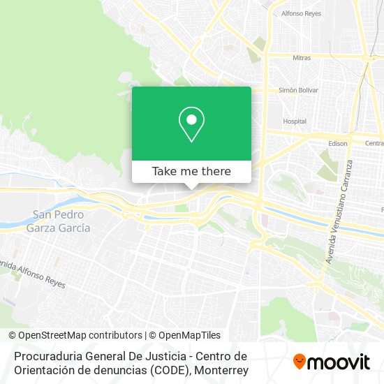 Mapa de Procuraduria General De Justicia - Centro de Orientación de denuncias (CODE)