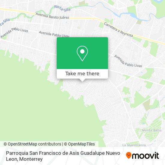 Mapa de Parroquia San Francisco de Asis Guadalupe Nuevo Leon