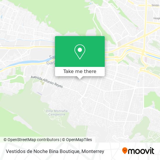 How to get to Vestidos de Noche Bina Boutique in San Pedro Garza García by  Bus or Metrorrey?