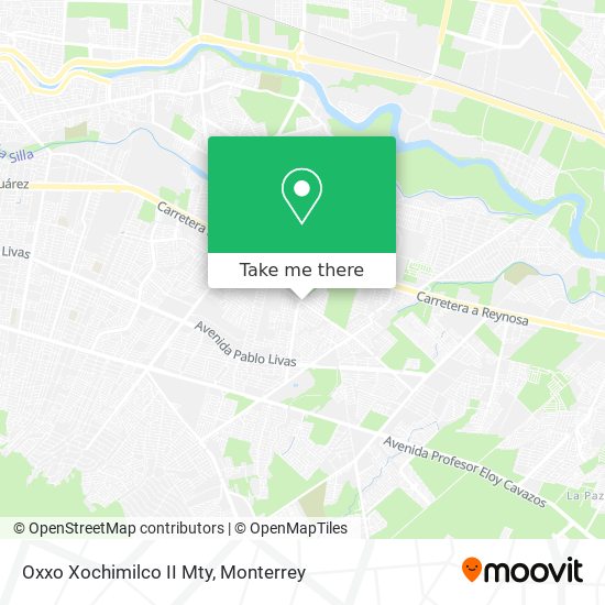 Oxxo Xochimilco II Mty map