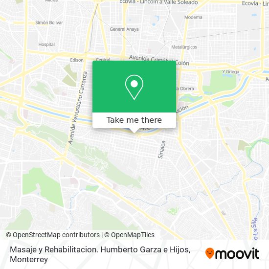 Masaje y Rehabilitacion. Humberto Garza e Hijos map