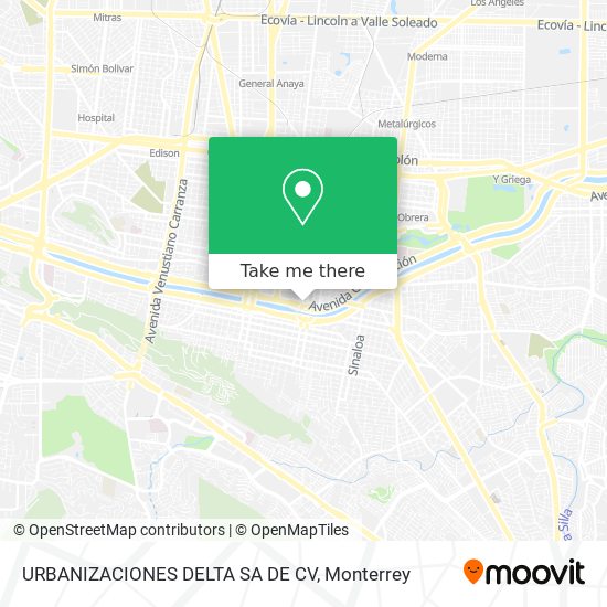 Mapa de URBANIZACIONES DELTA SA DE CV