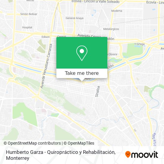 Mapa de Humberto Garza - Quiropráctico y Rehabilitación