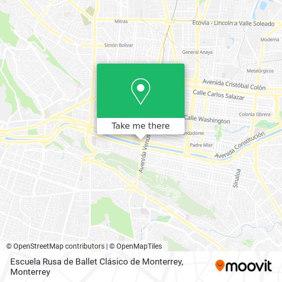 Mapa de Escuela Rusa de Ballet Clásico de Monterrey