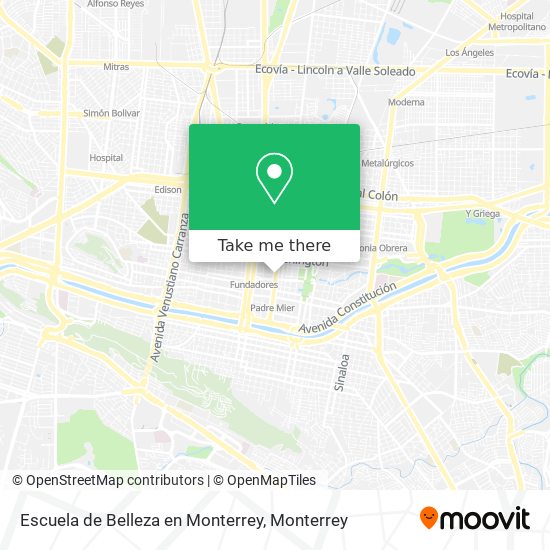 Mapa de Escuela de Belleza en Monterrey