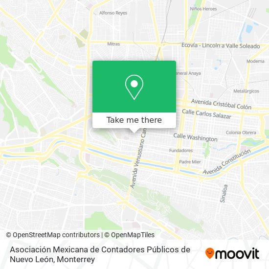 Asociación Mexicana de Contadores Públicos de Nuevo León map